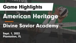 American Heritage  vs Divine Savior Academy Game Highlights - Sept. 1, 2022