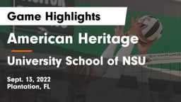 American Heritage  vs University School of NSU Game Highlights - Sept. 13, 2022
