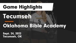 Tecumseh  vs Oklahoma Bible Academy Game Highlights - Sept. 24, 2022