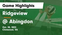 Ridgeview  vs @ Abingdon Game Highlights - Oct. 20, 2022