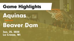 Aquinas  vs Beaver Dam  Game Highlights - Jan. 25, 2020