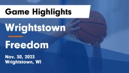 Wrightstown  vs Freedom  Game Highlights - Nov. 30, 2023