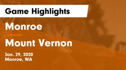 Monroe  vs Mount Vernon  Game Highlights - Jan. 29, 2020
