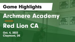 Archmere Academy  vs Red Lion CA Game Highlights - Oct. 4, 2022