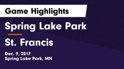 Spring Lake Park  vs St. Francis  Game Highlights - Dec. 9, 2017