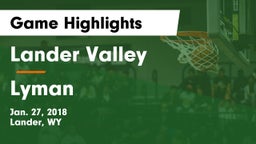Lander Valley  vs Lyman  Game Highlights - Jan. 27, 2018