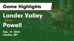 Lander Valley  vs Powell  Game Highlights - Feb. 17, 2018
