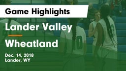 Lander Valley  vs Wheatland  Game Highlights - Dec. 14, 2018
