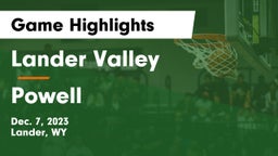 Lander Valley  vs Powell Game Highlights - Dec. 7, 2023