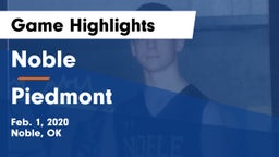 Noble  vs Piedmont  Game Highlights - Feb. 1, 2020