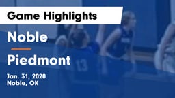 Noble  vs Piedmont  Game Highlights - Jan. 31, 2020