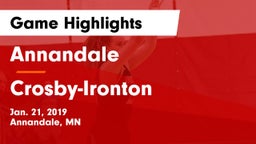 Annandale  vs Crosby-Ironton  Game Highlights - Jan. 21, 2019