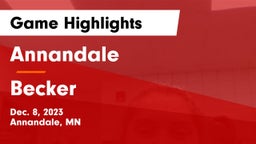 Annandale  vs Becker  Game Highlights - Dec. 8, 2023