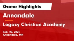 Annandale  vs Legacy Christian Academy Game Highlights - Feb. 29, 2024