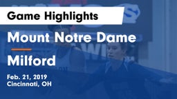 Mount Notre Dame  vs Milford  Game Highlights - Feb. 21, 2019