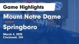 Mount Notre Dame  vs Springboro  Game Highlights - March 4, 2020