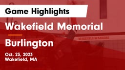 Wakefield Memorial  vs Burlington  Game Highlights - Oct. 23, 2023