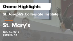 St. Joseph's Collegiate Institute vs St. Mary's  Game Highlights - Jan. 16, 2018