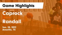Caprock  vs Randall  Game Highlights - Jan. 28, 2022