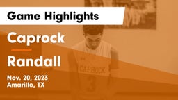 Caprock  vs Randall  Game Highlights - Nov. 20, 2023