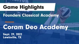 Founders Classical Academy  vs Coram Deo Academy  Game Highlights - Sept. 29, 2022