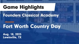 Founders Classical Academy  vs Fort Worth Country Day  Game Highlights - Aug. 18, 2023
