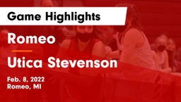 Romeo  vs Utica Stevenson  Game Highlights - Feb. 8, 2022