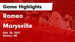 Romeo  vs Marysville  Game Highlights - Feb. 20, 2023