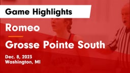 Romeo  vs Grosse Pointe South  Game Highlights - Dec. 8, 2023