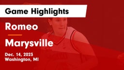 Romeo  vs Marysville  Game Highlights - Dec. 14, 2023