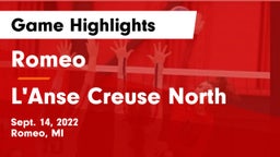 Romeo  vs L'Anse Creuse North  Game Highlights - Sept. 14, 2022