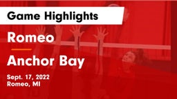 Romeo  vs Anchor Bay  Game Highlights - Sept. 17, 2022