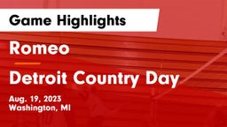 Romeo  vs Detroit Country Day  Game Highlights - Aug. 19, 2023