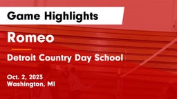 Romeo  vs Detroit Country Day School Game Highlights - Oct. 2, 2023