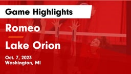 Romeo  vs Lake Orion  Game Highlights - Oct. 7, 2023