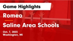 Romeo  vs Saline Area Schools Game Highlights - Oct. 7, 2023