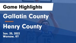Gallatin County  vs Henry County  Game Highlights - Jan. 20, 2022