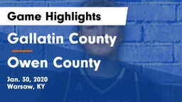 Gallatin County  vs Owen County  Game Highlights - Jan. 30, 2020