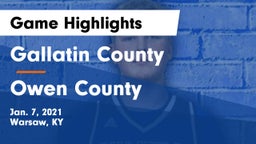 Gallatin County  vs Owen County  Game Highlights - Jan. 7, 2021