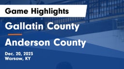 Gallatin County  vs Anderson County  Game Highlights - Dec. 20, 2023