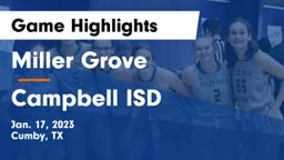 Miller Grove  vs Campbell ISD Game Highlights - Jan. 17, 2023