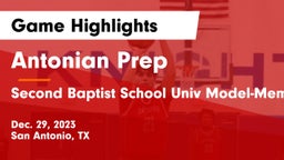 Antonian Prep  vs Second Baptist School Univ Model-Memorial campus Game Highlights - Dec. 29, 2023