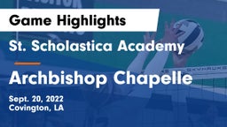 St. Scholastica Academy vs Archbishop Chapelle  Game Highlights - Sept. 20, 2022