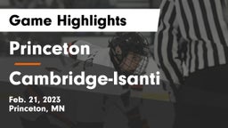 Princeton  vs Cambridge-Isanti  Game Highlights - Feb. 21, 2023