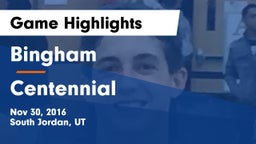 Bingham  vs Centennial  Game Highlights - Nov 30, 2016