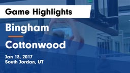Bingham  vs Cottonwood  Game Highlights - Jan 13, 2017