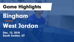 Bingham  vs West Jordan  Game Highlights - Dec. 12, 2018