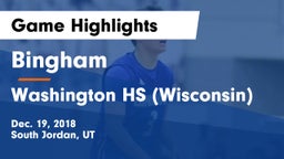 Bingham  vs Washington HS (Wisconsin) Game Highlights - Dec. 19, 2018