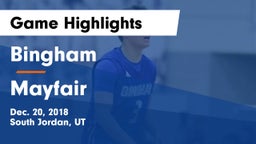 Bingham  vs Mayfair  Game Highlights - Dec. 20, 2018