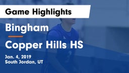 Bingham  vs Copper Hills HS Game Highlights - Jan. 4, 2019